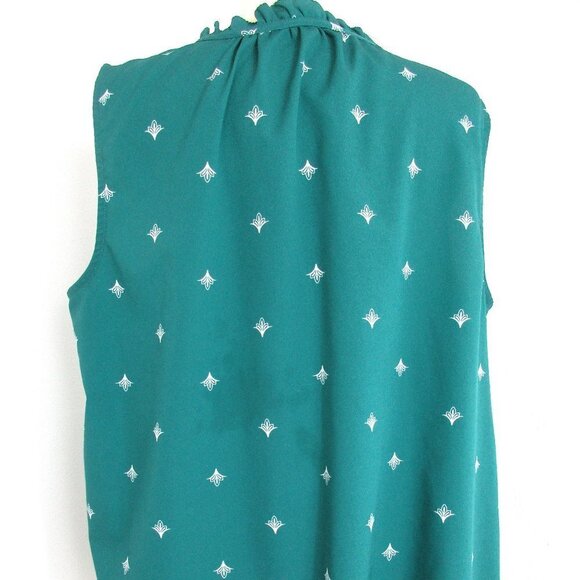 Merona Blouse Top Women's Size XX-Large Green Floral Sleeveless Pullover Polyest - Picture 5 of 8